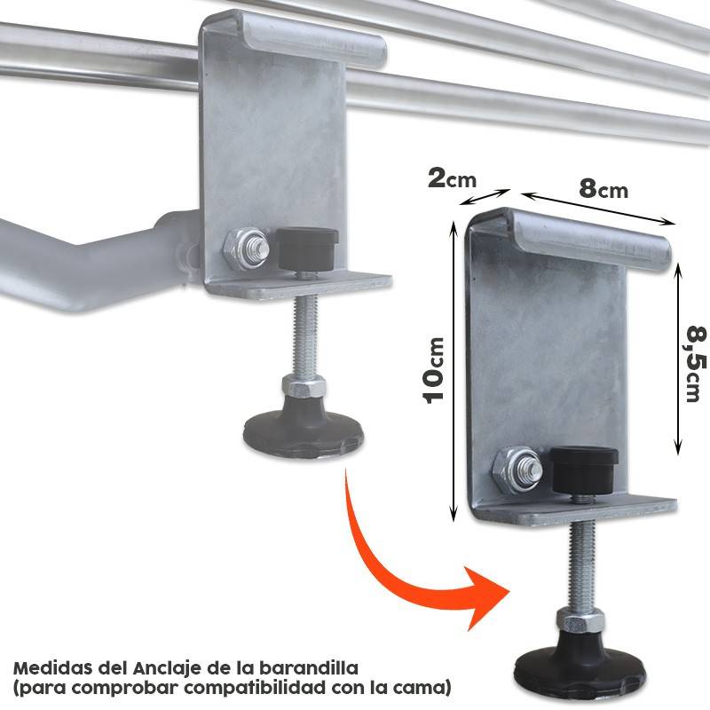 Barandillas para camas Articuladas y Geriatricas