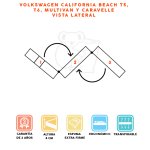Colchón Plegable para Furgoneta Volkswagen California Beach T5, T6, Multivan y Caravelle con Asa y Cierre