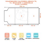 Colchón Plegable para Furgoneta Volkswagen California Beach T5, T6, Multivan y Caravelle con Asa y Cierre